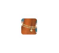 Bracelet de cheville avec initiale pour femme - Doré - Pour l'été, la plage, les vacances - Cuba trombone - Chaîne à maillons délicats, adjustable, Alliage, Pas de gemme