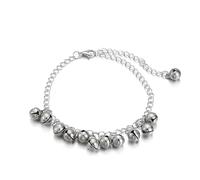 Bracelet de cheville bohème pour femme - Style vintage - Avec grelots argentés - Chaîne de cheville réglable - Chaîne de cheville indienne gitane - Sandales pieds nus - Style gothique hippie - Pour