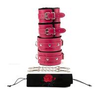 Bracelet de cheville en cuir souple avec double rangée, style punk, rock, couleur rose