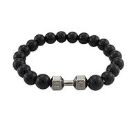 Bracelet de cheville en perles de roche volcanique en métal avec haltère polyvalent Prtb50-4, taille unique, Pierre empereur, Pas de gemme