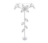 Bracelet de cheville pour femme - Avec cristal blanc - Pour jouer à la plage - Mariage - Chaîne en argent (B, taille unique)