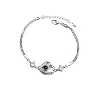 Bracelet de cheville pour femme avec inscription « You Heart Different or » - 100 langues en I, taille unique, Cuivre blanc, Pas de gemme