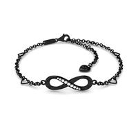 Bracelet de cheville - SERASAR - Infinity - Argent sterling 925 - Plaqué or 18 carats - Noir