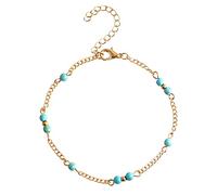 Bracelet de cheville tendance pour femme, style plage hawaïen, perles turquoise, taille réglable