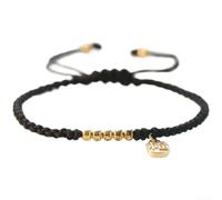 Bracelet de couple fait à la main avec corde en coton et lin, design de style national, convient pour un port unisexe et réglable (corde noire)