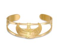 Bracelet de déesse égyptienne pour femme et homme Bracelet manchette en acier inoxydable Symbole de l'Égypte ancienne Protection mythologique Bijoux cadeaux (doré)