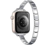 Bracelet de démarrage italien en acier inoxydable argenté 9 mm avec adaptateur compatible avec Nomination Convient pour Apple Watch iWatch 11 10 9 8 7 6 5 4 3 2 1 SE Ultra, 0, Métal, Pas de gemme