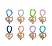Bracelet De Dentition En Silicone Sans Bpa Pour Bébé, 1 Pièce, Mignon, Oiseau, Animal, Pendentif, Anneau En Bois