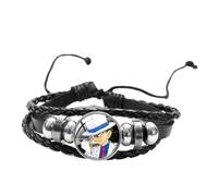 Bracelet de détective Conan en cuir classique japonais, figurine Kudou Shinichi cartoon imprimé en verre, bracelets multirangs bijoux, 20 mm, Verre