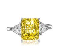 Bracelet De Fiançailles Avec Bague En Diamant Carré Princesse De La Collection Géométrique Avec Zircone Pour Femme,Diamant Jaune,Ouverture Réglable