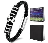 Bracelet de Football,Cadeaux de Bijoux pour Garçons, Bracelet de Sport, Gourmette Football Réglable pour Adolescent, Cadeaux pour les fans de foot 6 7 8 9 10 11 12 ans, Longeur 19cm Argent/Noir