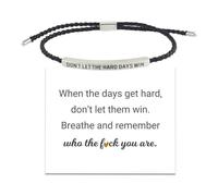 Bracelet de force « Don't Let the Hard Days Win » - Tube de motivation B-racelet - Réglable - Tissé à la main - Avec carte - Bijoux inspirants pour femmes et filles, 1pcs, Pierre, Agate