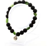 Bracelet de jade néphrite de Sibérie (Russie) + perles de lave de 8 mm