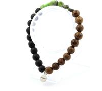 Bracelet de jade néphrite de Xiuyan Chine + perles d'onyx noir mat + bois 8 mm