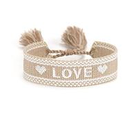 Bracelet De Lamitié Fille,Boho Fait À La Main Réglable Gland Amitié Bracelet Love Lettre Broderie Surf Bracelet Beige Corde Bracelet Dames Hommes Amis Thanksgiving Noël Saint Valentin Cadeau