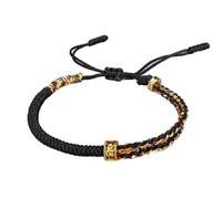 Bracelet De Lamitié Fille, Perles Dorées Réglables Bracelet Tibétain Coton Tissé Corde Multicolore Noir Bracelets Porte-Bonheur À La Main Charme Bracelets Femmes Hommes Cadeau
