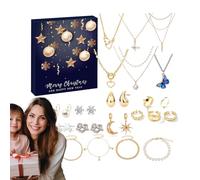 Bracelet De L'Avent, Calendrier De Compte À Rebours De Noël, Set De Boucles D'Oreilles Et Collier Pour Femmes Filles Garçons Vie Quotidienne Voyage Soirée