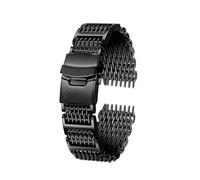 Bracelet de luxe for homme en acier inoxydable à maille requin, compatible avec les montres plongée Seiko, Breitling, Omega et Panerai(A-black,22mm-width)