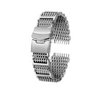 Bracelet de luxe for homme en acier inoxydable à maille requin, compatible avec les montres plongée Seiko, Breitling, Omega et Panerai(A-Silver,20mm-width)
