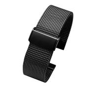 Bracelet de luxe for homme en acier inoxydable à maille requin, compatible avec les montres plongée Seiko, Breitling, Omega et Panerai(B-black,24mm-width)