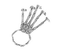 Bracelet de main squelette punk d'Halloween avec bague - Style doigts - Design d'os - Chaîne de main fantôme effrayante pour homme et femme, idéal pour les fêtes, les cosplay et les accessoires de