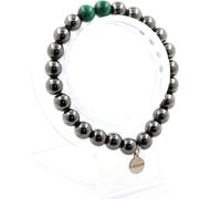 Bracelet de malachite du Congo + perles d'hématite 8 mm