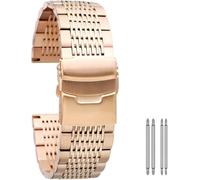 Bracelet De Montre 18mm 20mm 22mm 24mm Or Rose Or Bleu Acier Inoxydable Bracelet Fermoir avec Barres à Ressort De Sécurité Unisexe, Rose guld, 18 mm