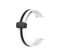 Bracelet de montre à boucle pliante magnétique adapté for Garmin Forerunner 255 55 245 645 Bracelet en Silicone Vivoactive 4/Venu 2 Plus Bracelet de bande carrée(White Black,22mm)