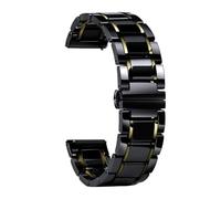 Bracelet de montre à dégagement rapide en métal et céramique de 24 mm for montres intelligentes de sport for hommes(Black-Gold)