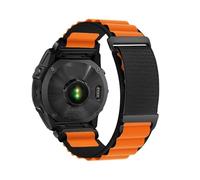 Bracelet de montre à démontage rapide, boucle en Nylon respirant, adapté for Garmin Tactix8/Fenix8/7/6/5x(Black Orange,22mm)