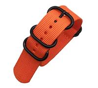 Bracelet de Montre Bracelet de Montre Militaire NATO en Nylon Couleur Unie for Homme, 20/22/24 mm, avec Boucle Noire à 5 Anneaux et Rayures, Accessoire Remplacement(Orange,22mm)