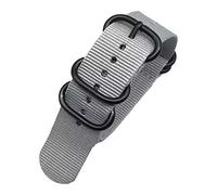 Bracelet de Montre Bracelet de Montre Militaire NATO en Nylon Couleur Unie for Homme, 20/22/24 mm, avec Boucle Noire à 5 Anneaux et Rayures, Accessoire Remplacement(Gray,20mm)