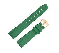 Bracelet de montre Bracelet en caoutchouc haute résistance à extrémité incurvée 20 mm 22 mm Bracelet de montre étanche à dégagement rapide, Or rose vert, 22mm