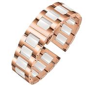 Bracelet de montre classique en céramique, 20mm 22mm, à dégagement rapide, for hommes et femmes, bracelets de remplacement de sport(03-Rose white,16mm)