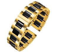 Bracelet de montre classique en céramique, 20mm 22mm, à dégagement rapide, for hommes et femmes, bracelets de remplacement de sport(03-Gold black,16mm)