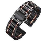 Bracelet de montre classique en céramique, 20mm 22mm, à dégagement rapide, for hommes et femmes, bracelets de remplacement de sport(05-Black rosegold,20mm)