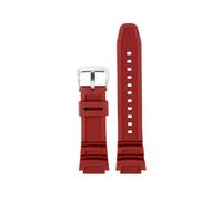 Bracelet De Montre Convexe, 25x18mm, En Caoutchouc Et Silicone, Adapté For Casio W218H /AQ-S810W /AE-1200w 1000 /SGW-300 400h /MRW-200h(Red-silver buckle)