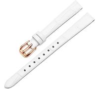 Bracelet de montre de rechange en cuir véritable, petit format, for femme, largeur 6 mm/8 mm/10 mm, 1 pièce(White,8mm)