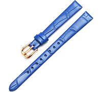 Bracelet de montre de rechange en cuir véritable, petit format, for femme, largeur 6 mm/8 mm/10 mm, 1 pièce(Blue,6mm)
