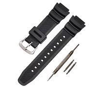 Bracelet de montre de rechange en résine naturelle étanche pour Casio AQ-S810 AQ-S800W W-735H AEQ-110 STL-S100 TRT-110 HDC-700 SGW-300H (AE1200/boucle noir/argent)