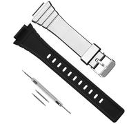 Bracelet de montre de rechange en silicone pour Casio W-215/W215H-1A/2A/7A, durable et étanche, 18 mm (noir)