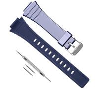 Bracelet de montre de rechange en silicone pour Casio W-215/W215H-1A/2A/7A, durable et imperméable pour homme, 18 mm (bleu marine)