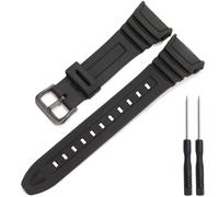 Bracelet de montre de remplacement compatible avec Casio pour hommes W-96H W96H-1BV, bracelet sport en métal avec boucle en résine noire