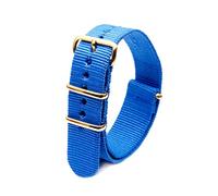 Bracelet de montre de remplacement en nylon Bracelets de montre en nylon de tissu coloré avec boucle dorée 18 20 22 24mm, Bleu ciel, 18mm