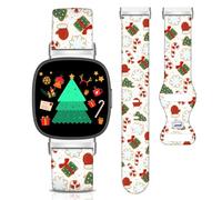 Bracelet de montre de vacances compatible avec Fitbit Versa 3 / Versa 4 / Sense / 2, bracelet de rechange pour montre intelligente de Noël et d'Halloween pour Fitbit Versa 3/4/Sense/2 (bonbons de Noël