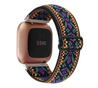 Bracelet de montre élastique réglable compatible avec Fitbit Versa/Versa 2/Versa Lite Édition spéciale pour homme et femme en nylon extensible pour montre intelligente Fitbit Versa (bleu violet)