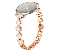 Bracelet de montre élégant en métal avec trèfle et nacre compatible avec Garmin Lily 2 PinkGold
