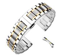 Bracelet de montre en acier inoxydable, 12 mm, 13 mm, 14 mm, 15 mm, 16 mm, 17 mm, 18 mm, 19 mm, 20 mm, 21 mm, 22 mm, 24 mm, universel, for montre connectée, for hommes et femmes(Silver+gold,15mm)