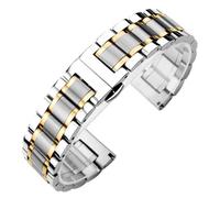 Bracelet de montre en acier inoxydable, 12 mm, 13 mm, 14 mm, 15 mm, 16 mm, 17 mm, 18 mm, 19 mm, 20 mm, 21 mm, 22 mm, 24 mm, universel, for montre connectée, for hommes et femmes(Silver+gold,15mm)