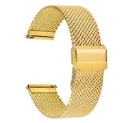 Bracelet de montre en acier inoxydable à mailles de 1,0 mm, à dégagement rapide, épaisseur de 3 mm, bracelet en métal épais et épais, tailles 18, 20, 22, 24 mm(Gold,18mm)